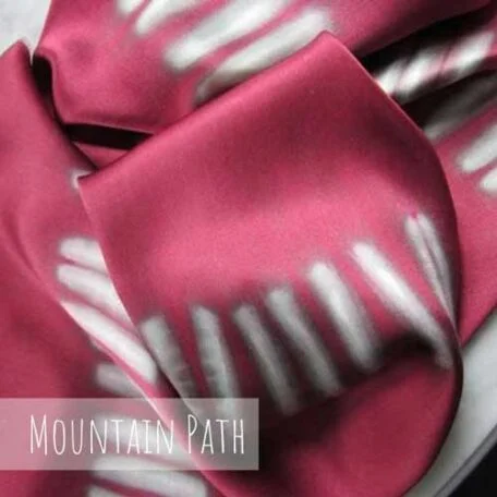 Mountain path ahand painted silk scarves