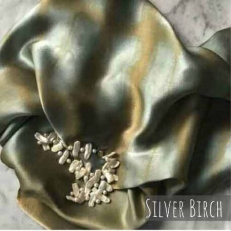 Silver-Birch olive green -Handpainted-Silk-Scarves