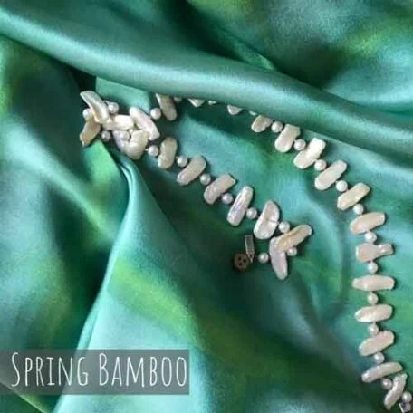Spring-Bamboo-Handpainted ggreen -Silk-Scarf