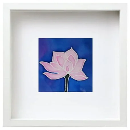 Framed-Hand-painting-on-Silk-Waterlily.