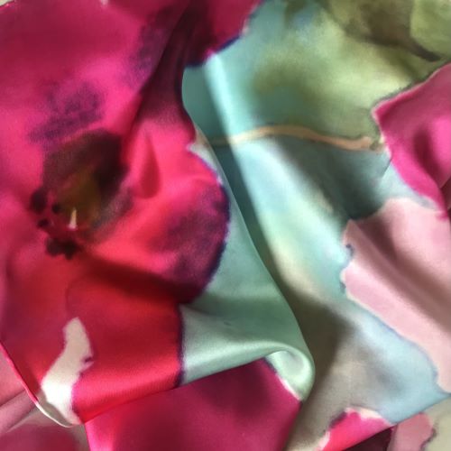 Watercolours Silk Scarves Summer Blossoms Pure-Silk-Scarf-Ireland -
