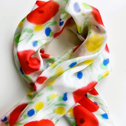POPPIES silk scarf from Silk Gifts Ireland Watercolours on Silk Collection