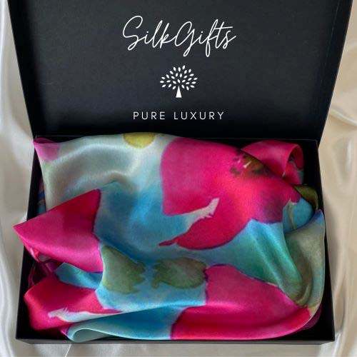 silk scarf Summer Blossom in gift box