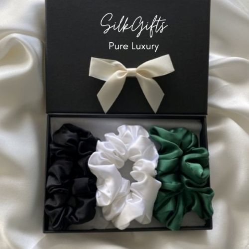 Silk-Hair-Scrunchie-Ireland-green-white-black